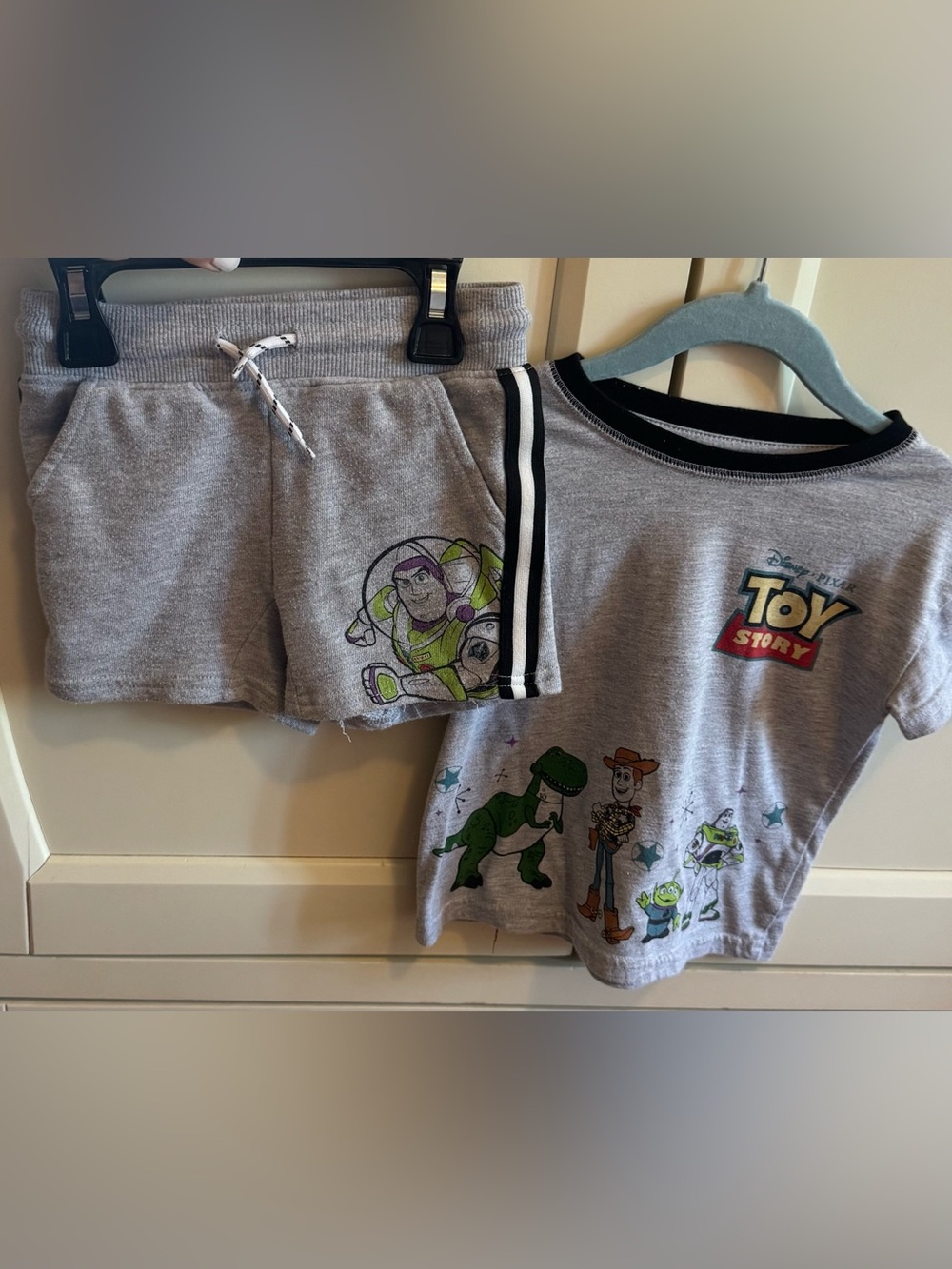 Toy Story Grey Shorts and Top Set with Buzz Lightyear & Woody